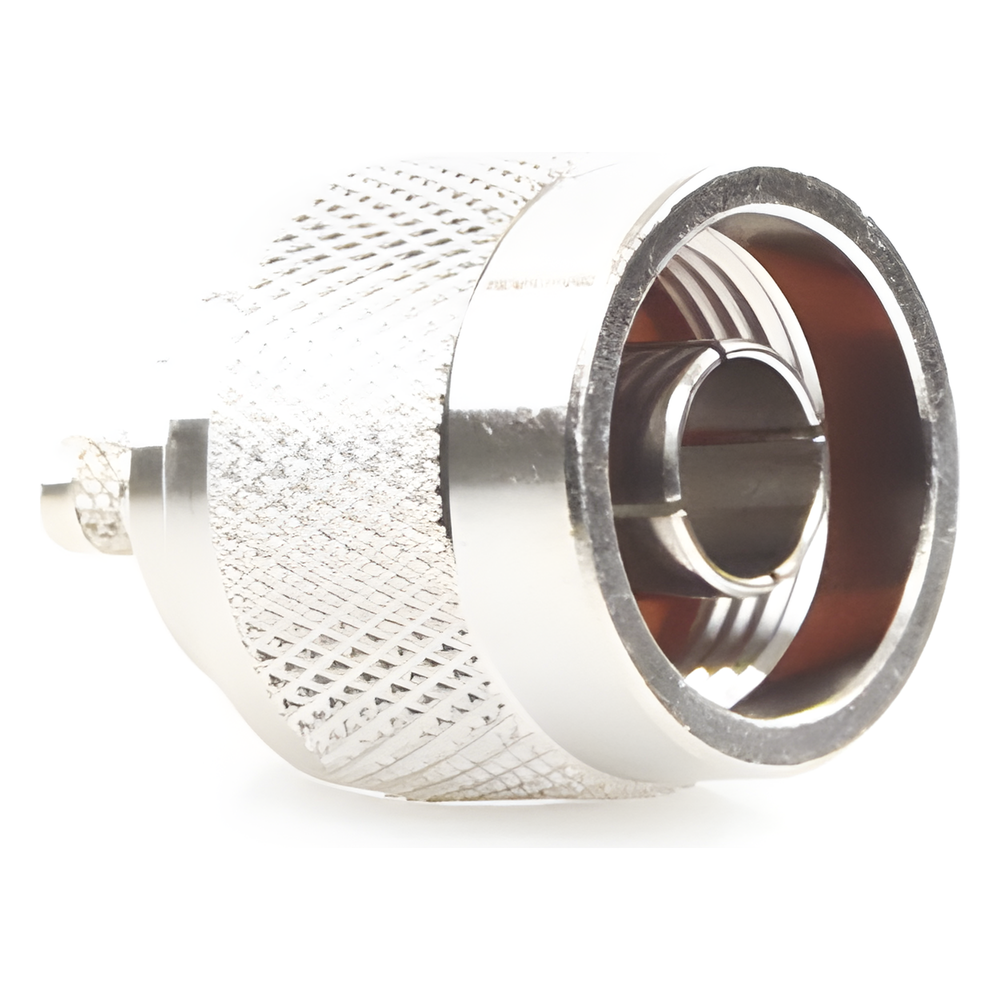 Conector N Macho de Anillo Plegable para Cables Coaxiales LP-142, LP-195, RG-58/U, RG-142/U, LMR-195, Níquel/ Oro/ Teflón.â€&lsaquo;