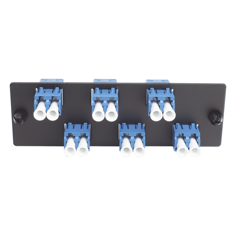 Placa Acopladora de Fibra Óptica FAP, con 6 Conectores LC Duplex (12 Fibras), para Fibra Monomodo OS1/OS2, Color Azul