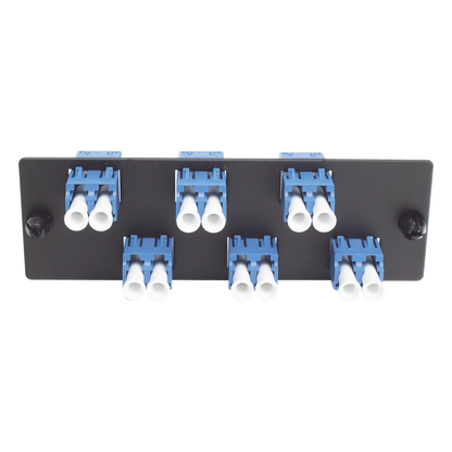 Placa Acopladora de Fibra Óptica FAP, con 6 Conectores LC Duplex (12 Fibras), para Fibra Monomodo OS1/OS2, Color Azul