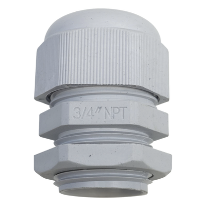 Conector Plástico Blanco Tipo Glándula para Rosca NPT 3/4"