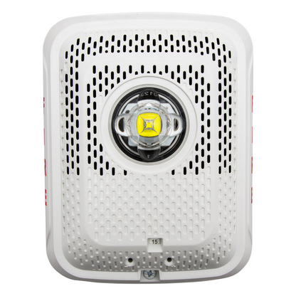 Bocina con Lámpara Estroboscópica, Montaje en Pared, Color Blanco, Nuevo Diseño Moderno y Elegante y Menor Consumo de Corriente