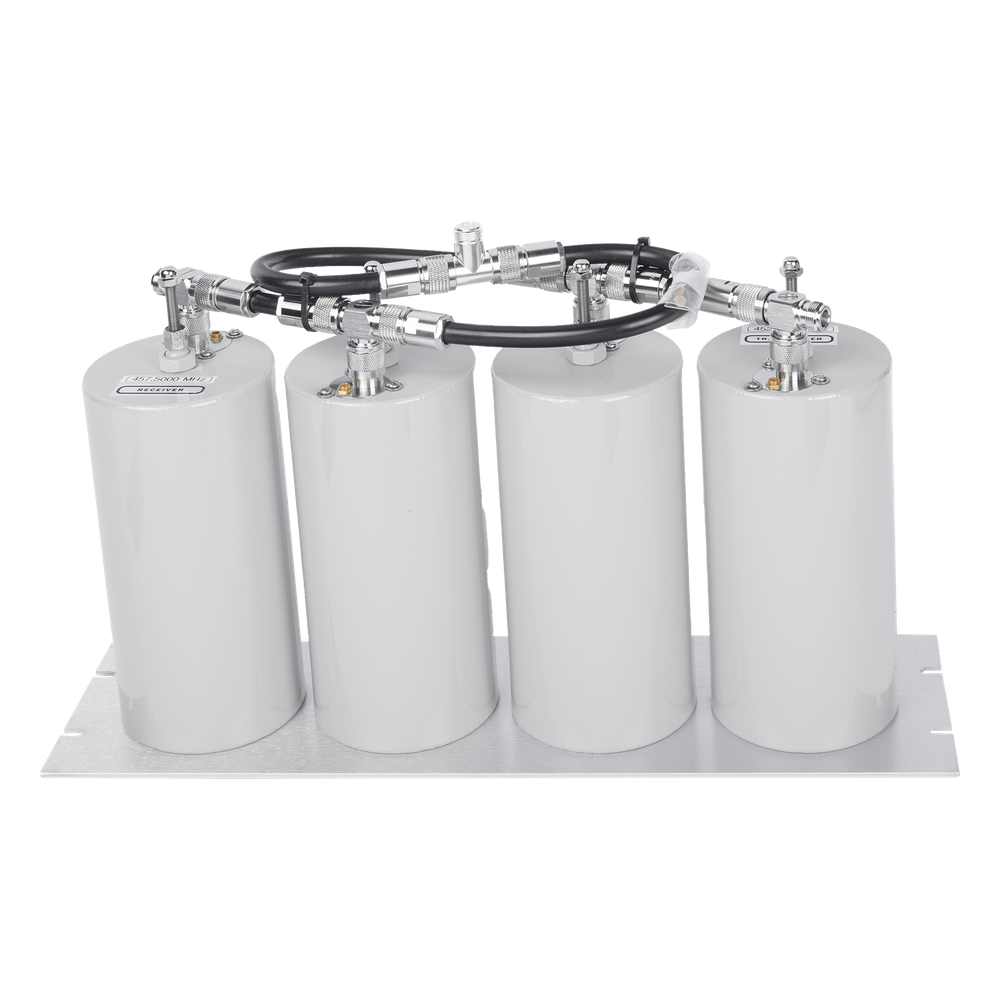 Duplexer Pasa Banda-Rechazo de Banda, 400-470 MHz, 4 Cavidades (4"Dia.) 5 MHz, 250 Watt, N Hembra