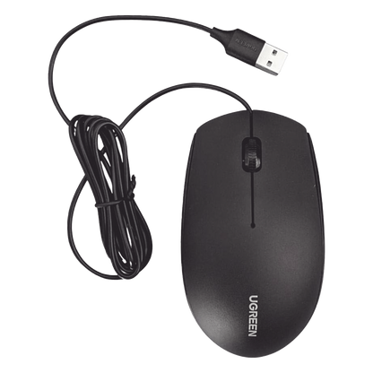 Mouse Óptico USB | Cable USB de 1.5 metros | 3 Botones | 1200DPI | Diseño Ergonómico | Silencioso | Color Negro | Windows / MacOS / Linux / Chrome y