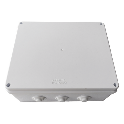 Caja de Derivación-Conexión para Exterior IP65 con 12 Entradas / 300 x 250 x 120 mm (11.8 x 9.8 x 4.7 in) / Sellado Seguro con Empaque + 4 Tornillos