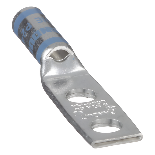 Zapata de compresión LCD6-14A-L para cal. 6 Awg, Doble barreno para tornillo prisionero de 1/4, Espaciado de orificio 16mm, 1 Pz