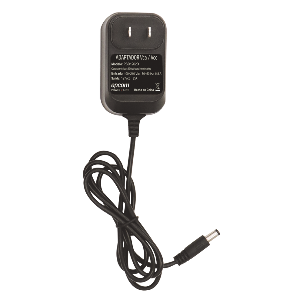 Fuente de Poder de 12 Vcc Regulada / 2 Amp / Voltaje de Entrada de 100 - 240 VCA / Longitud del cable 96 cms