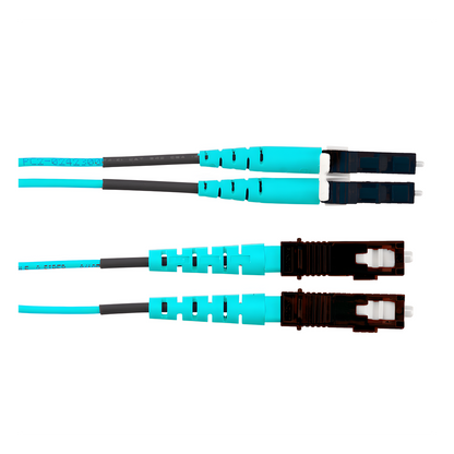 Jumper de Fibra Optica Multimodo 50/125 OM4, LC-SC Duplex, LSZH, Color Aqua, 6 Metros (19.69 Pies)