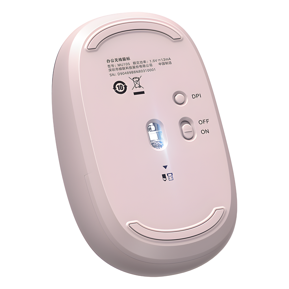 Mouse Inalámbrico 2.4G 800/1200/1600/2400 DPI | Función de 3 botones | Alcance 10m | Silencioso | Ergonómico | Anti-caída y Anti-interferencias |