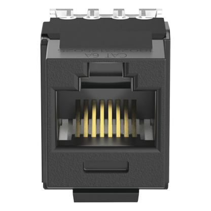 Conector Jack Estilo 110 (de Impacto), Tipo Keystone, Categoría 6A, de 8 Posiciones y 8 Cables, Color Negro
