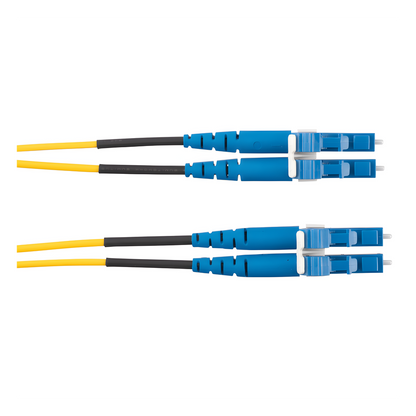 Jumper de Fibra Optica Monomodo 9/125 OS2, LC-LC Duplex, LSZH (Cero Halógenos), Color Amarillo, 1 Metro (3.28 Pies)