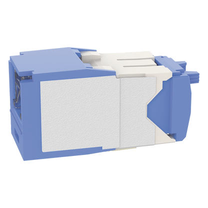 Conector Jack RJ45 Estilo TG con Ventana, Mini-Com, Categoría 6A, de 8 Posiciones y 8 Cables, Color Azul