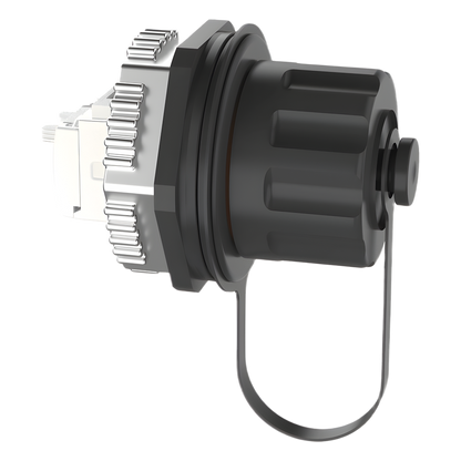 Conector Jack RJ45 de Uso Industrial Estilo TG, Categoría 6A, Con Tapa Protectora, Protección IP67