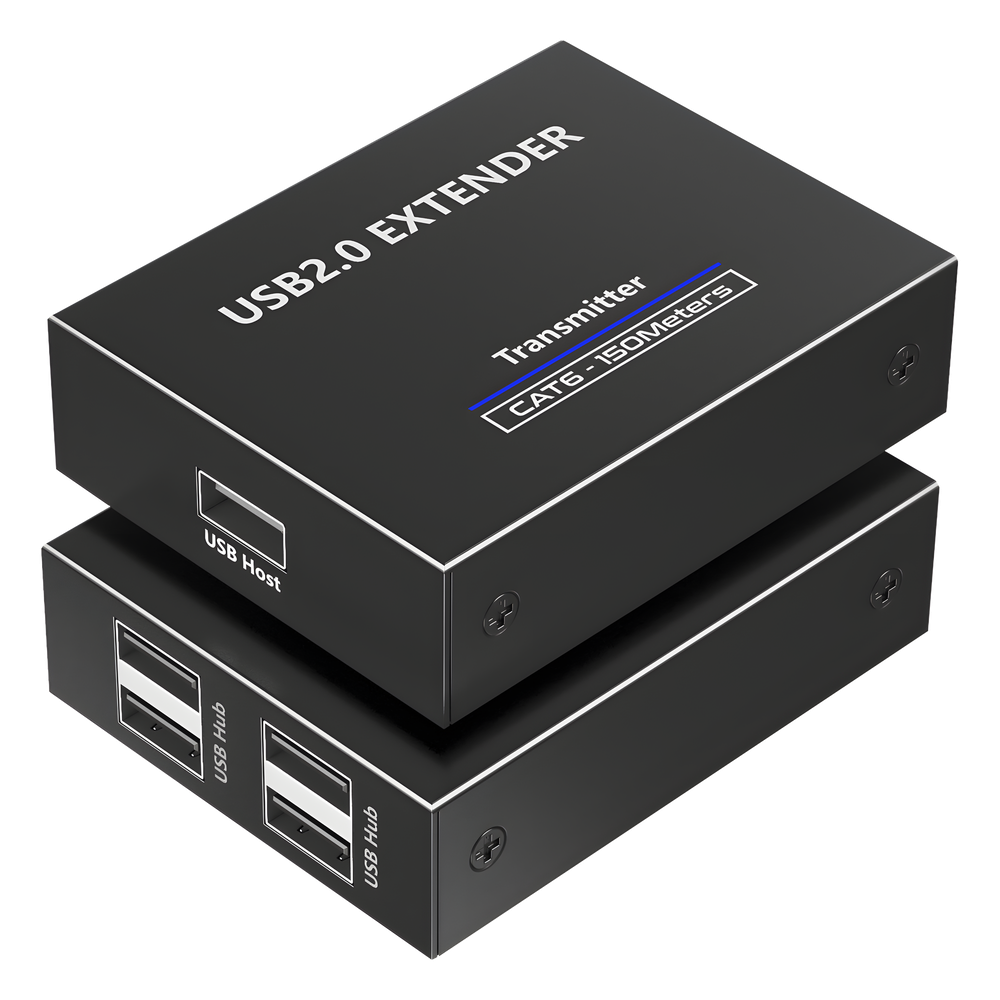 Kit EXTENSOR USB 2.0 de 4 Puertos para Distancias de Hasta 150 m | Soporta USB 2.0, USB 1.1 y USB 1.0 | UTP Cat 5e/6/6a/7 | Soporta Switch Gigabit |