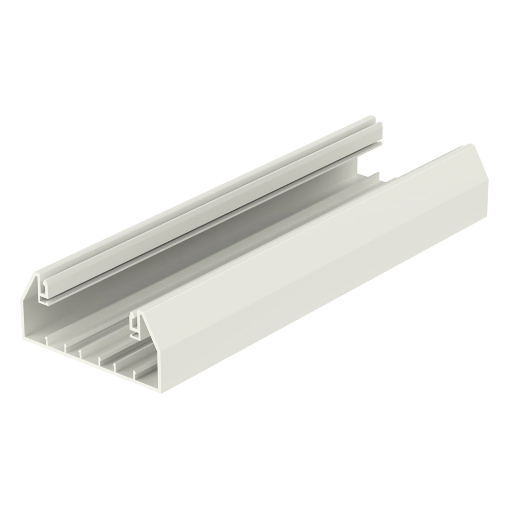 Base para canaleta T-70, de PVC rígido, con orificios perforados para montaje, 103.3 x 44.9 x 2400 mm, Color Blanco Mate