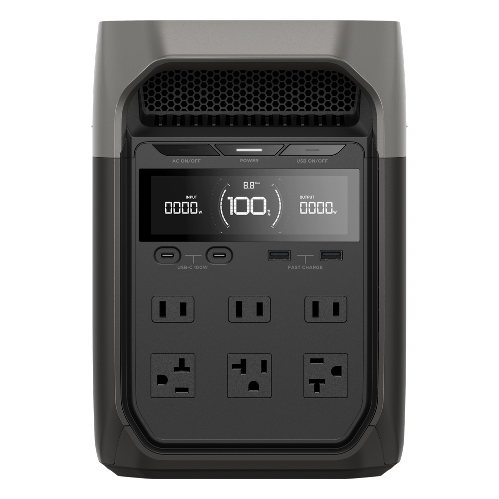 Estación de Energía Portátil Delta 3 1024Wh Litio LFP / 6 AC 1800 W (Max. 2600W con X-Boost) / 4 USB-C 100W / Capacidad para Aumentar Respaldo