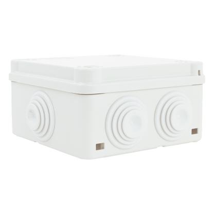 Caja Estanca de PVC Para Derivación y Conexión, 6 Entradas, Tapa con Tornillo de 1/4" de Vuelta, 100x100x50 mm (Área Interna), Uso Exterior IP55