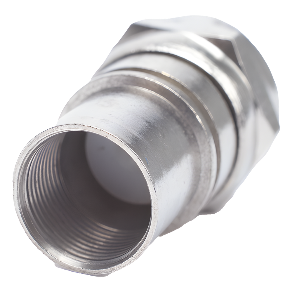 Conector F Macho, Plegable con PIN para Cable RG-6, Cuerpo de Bronce Niquelado