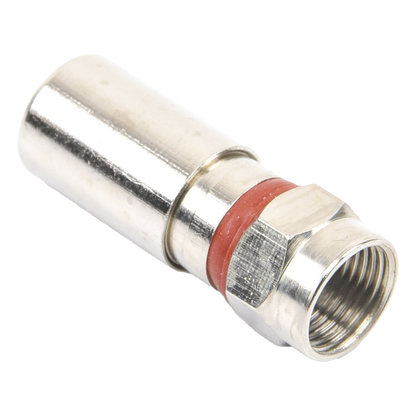 Conector F Macho de Compresión, Metálico para cable RG-6, Cuerpo de Bronce Niquelado