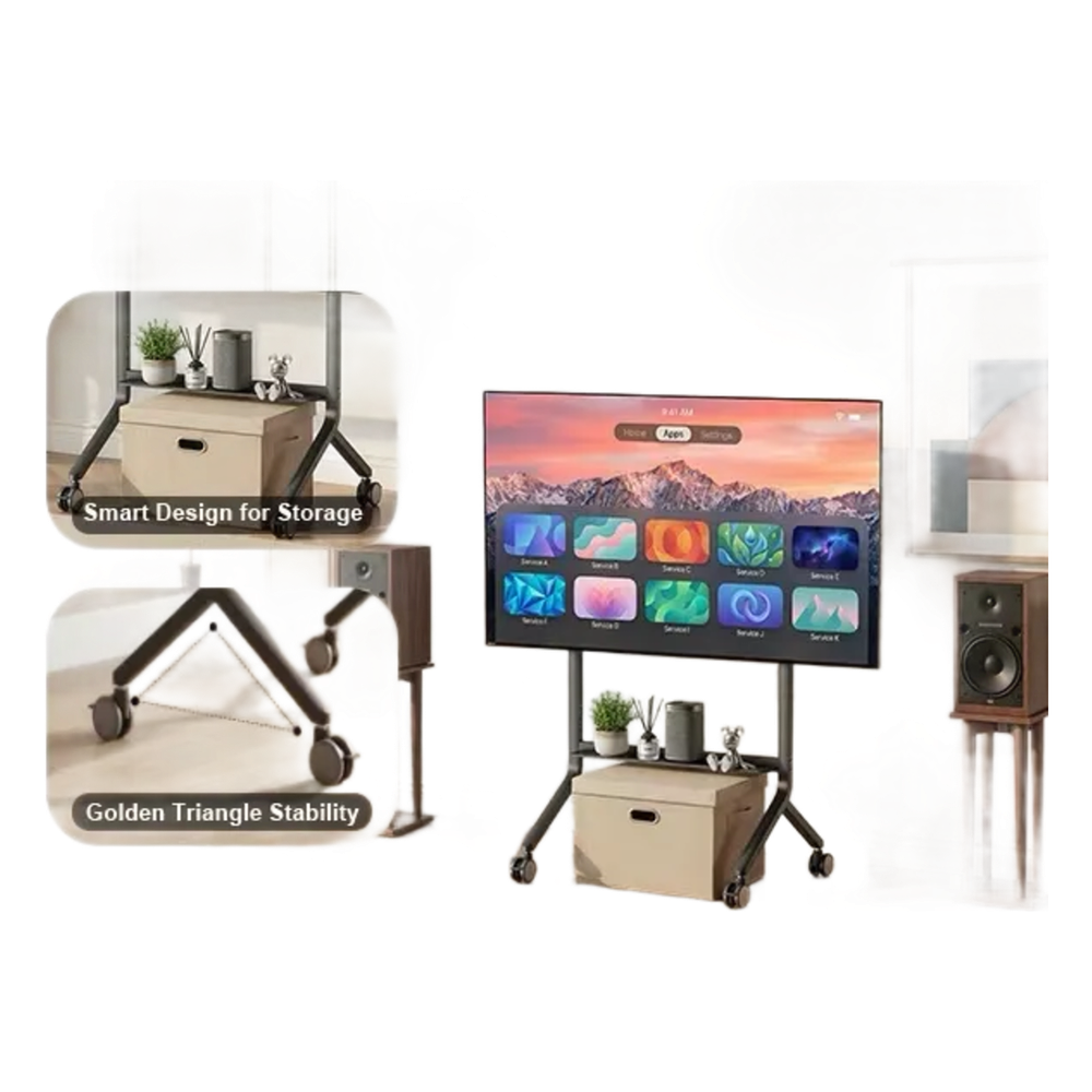 Soporte de Pantalla con Ruedas / Compatible con Monitores de 55"a 90" / Base para Colocar Accesorios Adicionales / Vesa 200*200 - 800*500/ Carga