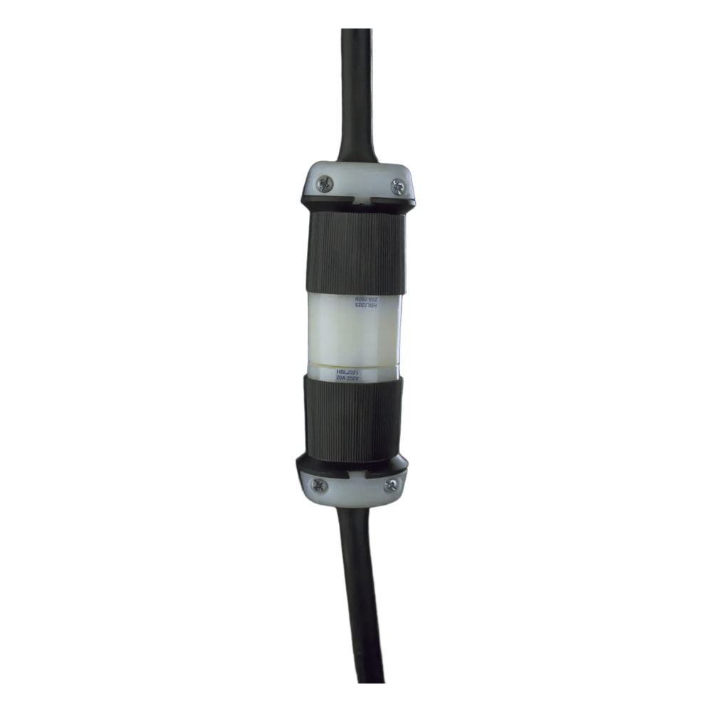 Conector Industrial con Bloqueo de Media Vuelta / 20 A 250 V CA / 2 Polos 3 Hilos / Color Blanco y Negro / Nema L6-20R.