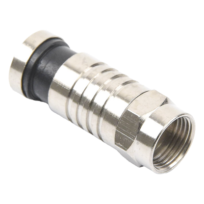 Conector F Macho de Compresión para cable RG-6, Cuerpo de Bronce Niquelado