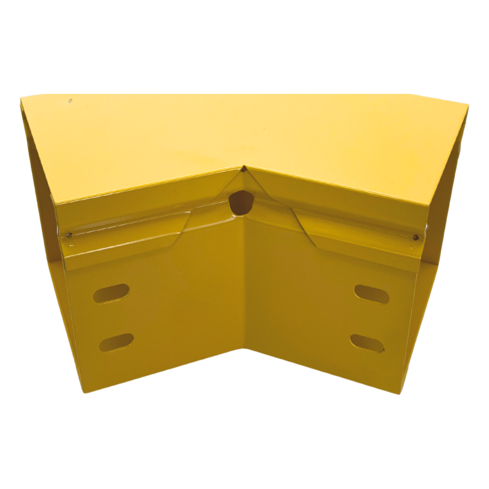 CHFIBER Curva Horizontal de 45° de Aluminio para Fibra Óptica, 4" de Peralte, 4" de Ancho y Radio de 8", con Pintura Epóxica Amarilla, Incluye Tapa