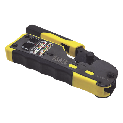 Ponchadora/Pelacables/Cortacables con Matraca para Conectores Pass-Thru RJ45 y Conectores Estándar RJ11/RJ12.