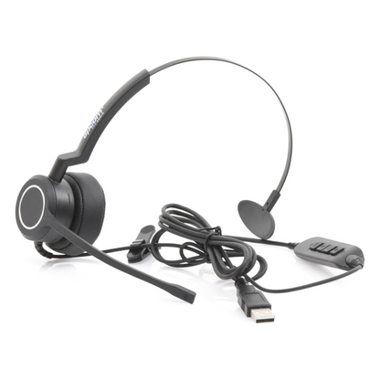 Audífonos USB de Diadema MONO con Audio HD / Micrófono con Cancelación de Ruido / Calidad para uso en Oficina