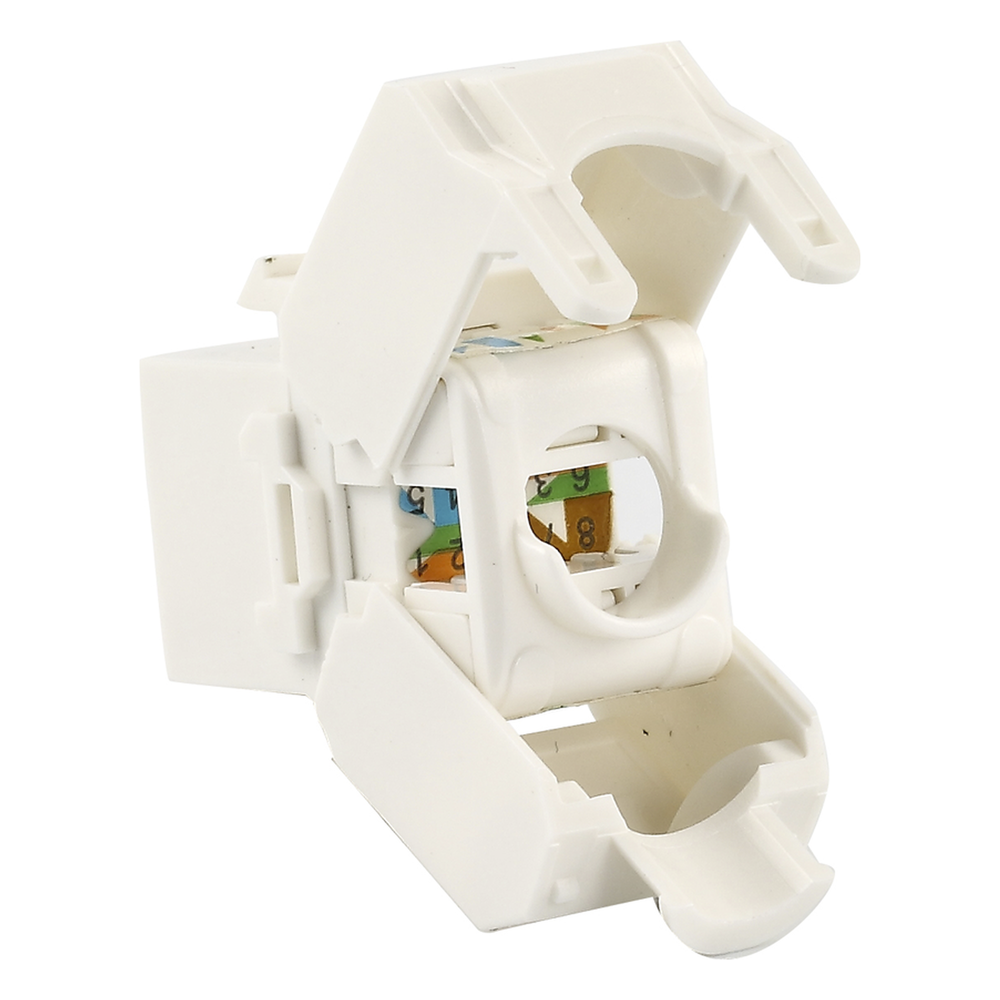Módulo Jack Keystone Cat6 (Toolless), con Terminación en Ángulo 180 - Color Blanco, Compatible con Faceplate y Patchpanel Linkedpro