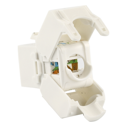 Módulo Jack Keystone Cat6 (Toolless), con Terminación en Ángulo 180 - Color Blanco, Compatible con Faceplate y Patchpanel Linkedpro