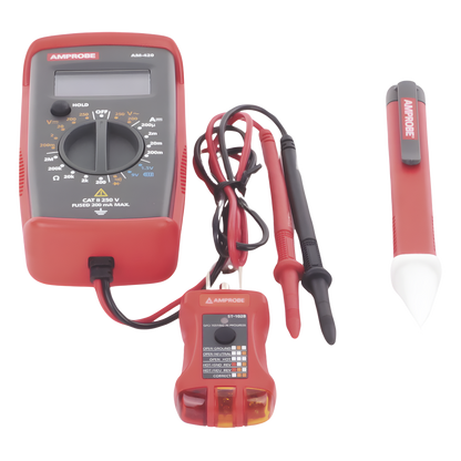 KIT Básico 3 en 1 con Multímetro Digital + Detector de Tensión sin Contacto + Comprobador de Fase GFCI