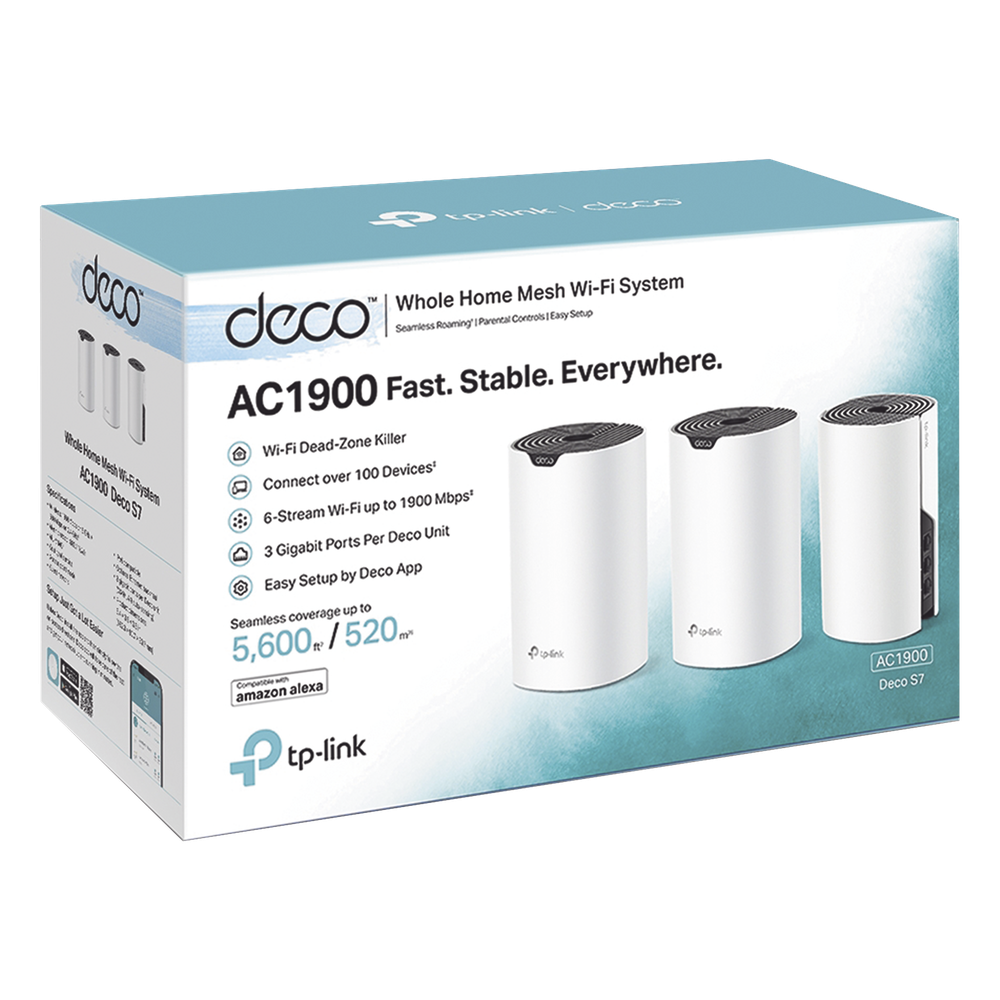 Kit 3 Routers Inalámbricos MESH Interior para Hogar / Doble Banda Wi-Fi 5 AC1900 Mbps / 3 Puerto Gigabit WAN/LAN / 3 Antenas Internas
