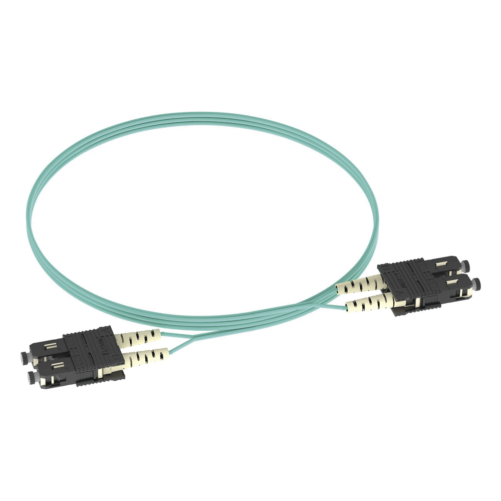 Jumper de Fibra Optica Multimodo 50/125 OM3, SC-SC Duplex, OFNR (Riser), Color Aqua, 3 Metros (9.84 Pies)