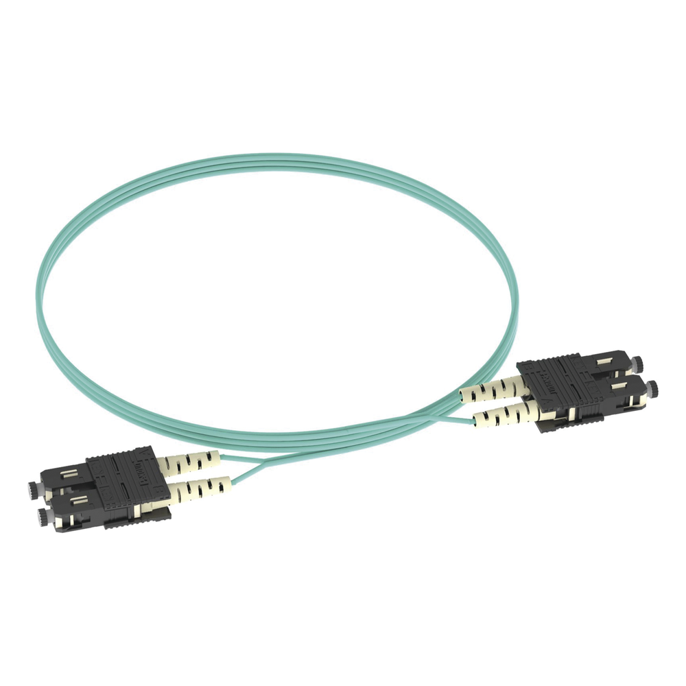 Jumper de Fibra Optica Multimodo 50/125 OM3, SC-SC Duplex, OFNR (Riser), Color Aqua, 2 Metros (6.56 Pies)