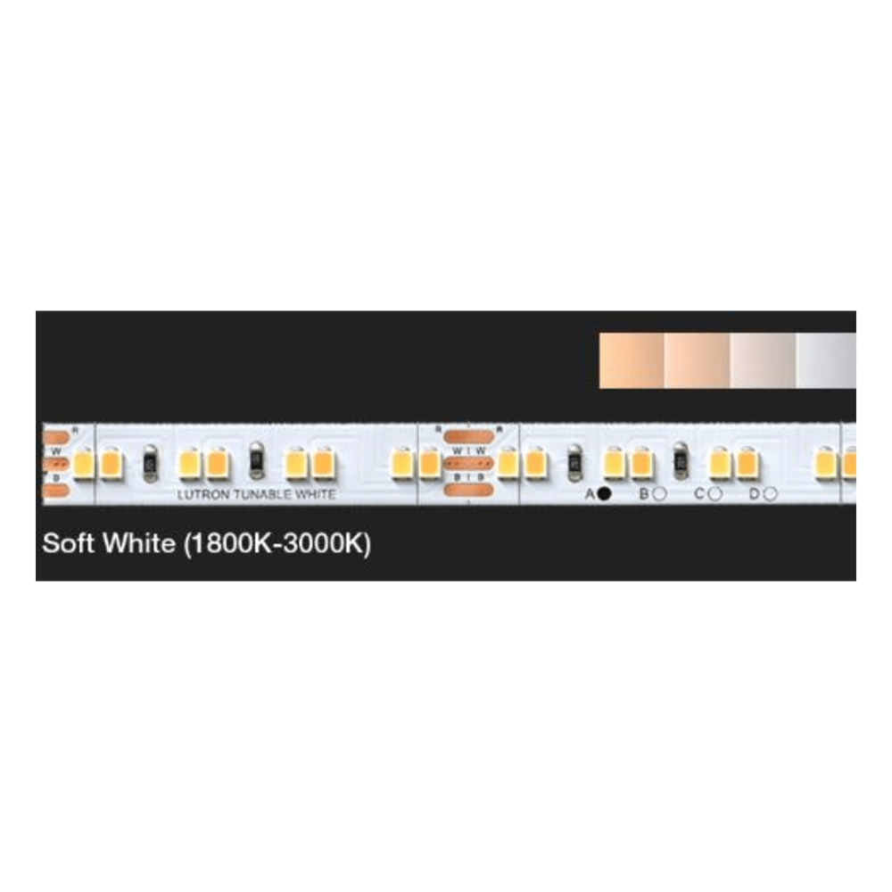 Cinta LED Lumaris de blanco cálido ajustable (1800K-3000K), carrete de 5 m, 24 V, compatible con RadioRA 3 y HomeWorks QSX
