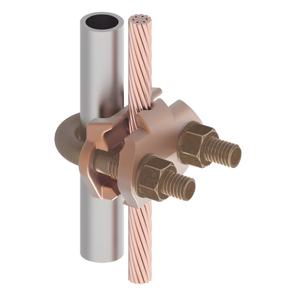 Conector Mecánico para Cable Calibre 2/0 AWG a 250 KCMIL / Paralelo o 90° a Tubo de 3/8" o Varilla de 5/8" - 3/4".