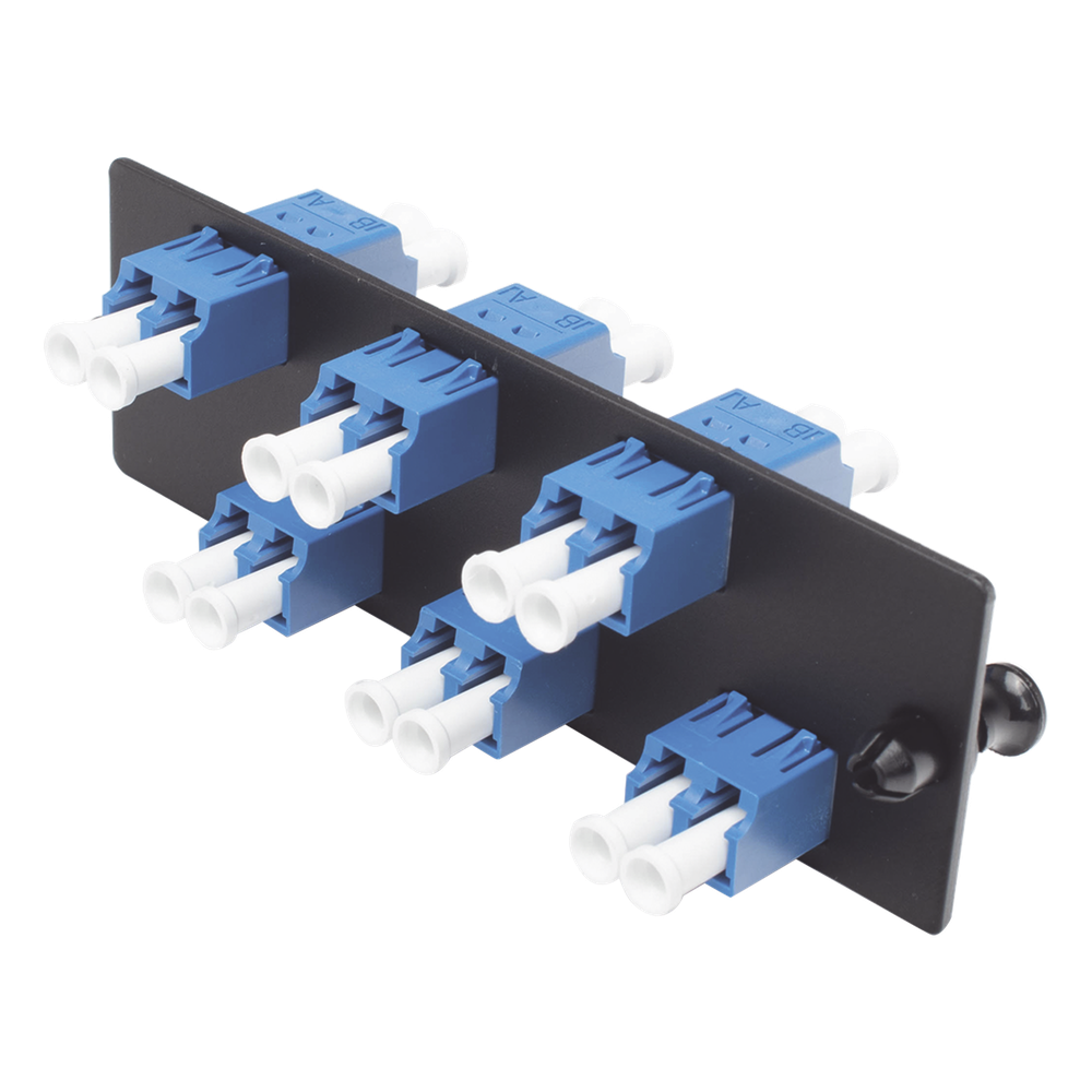 Placa Acopladora de Fibra Óptica FAP, con 6 Conectores LC Duplex (12 Fibras), para Fibra Monomodo OS1/OS2, Color Azul