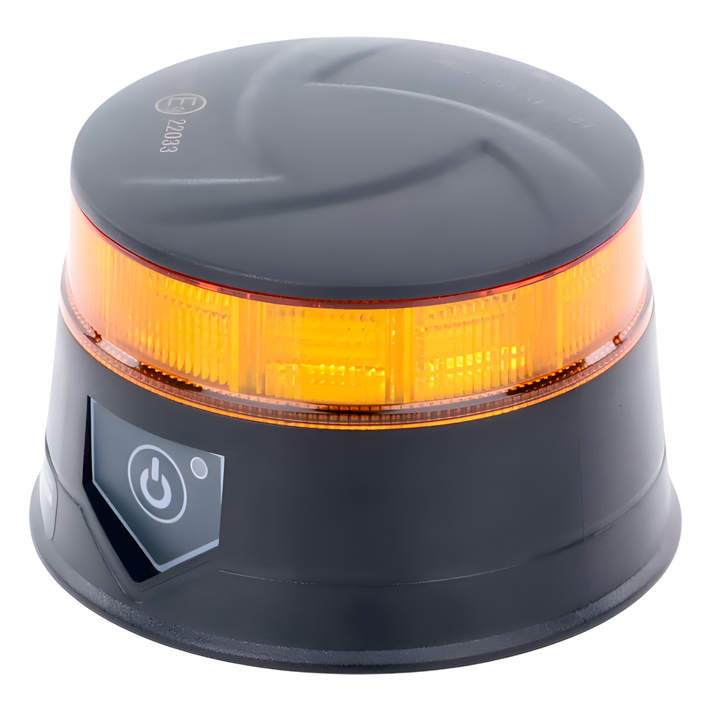 Baliza LED Recargable, Compacta y Discreta, Color Ámbar, Con Montaje Magnético y de Succión