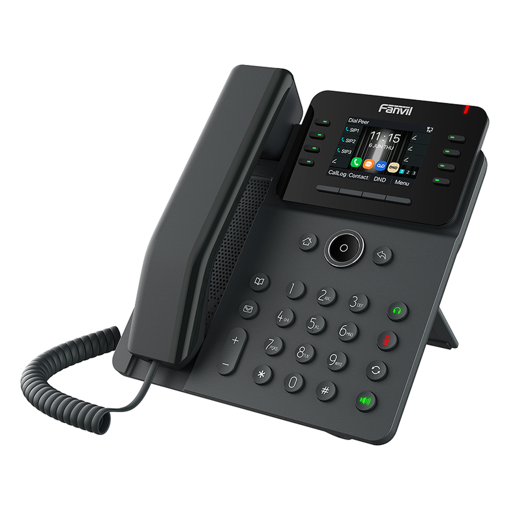 Teléfono IP Empresarial / 12 Líneas SIP / Pantalla Color 2.8" HD 320x240 / Audio HD G.722 y Opus / Conferencia 6 Vías / Bluetooth 5.4 / PoE 802.3af