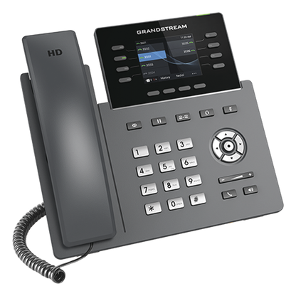 Teléfono IP Wi-Fi, Grado Operador, 8 líneas SIP con 4 cuentas, pantalla a color 2.8", puertos Gigabit, Bluetooth, PoE, codec Opus, IPV4/IPV6 con