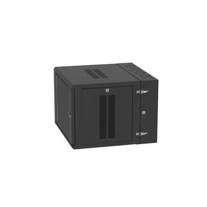 Gabinete PanZone de Montaje en Pared, de 19in, Puerta con Ventana de Seguridad, 9 UR, 635mm de Profundidad, Color Negro