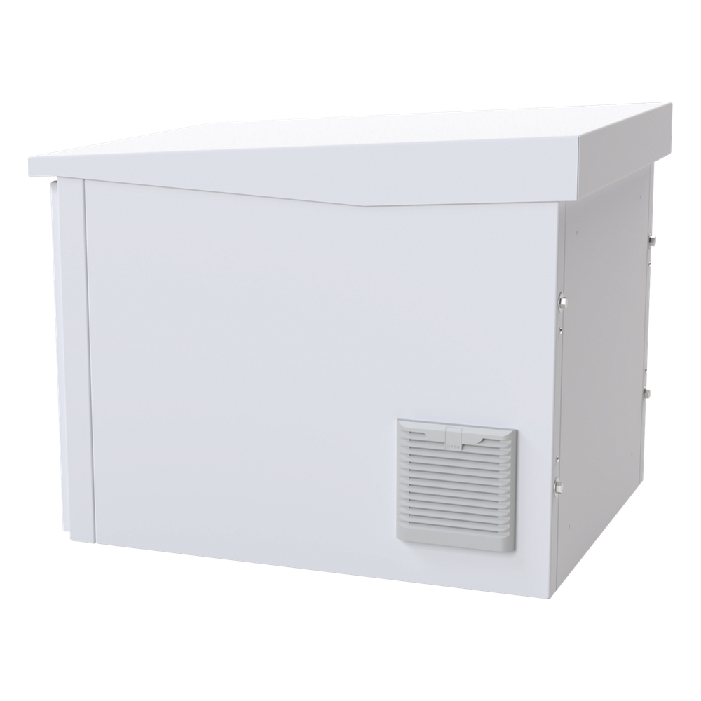 Gabinete PROFUNDO hasta 705 mm de profundidad, de Exterior de 9UR con Ventiladores y Termostato, Se envía el Gabinete Armado, (Montaje a poste o