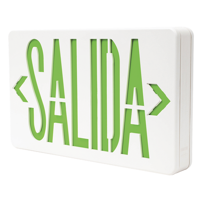 Letrero LED de Emergencia SALIDA / Voltaje Dual 120/240 VAC / Montaje Universal / Batería Ni-Cd Incluida