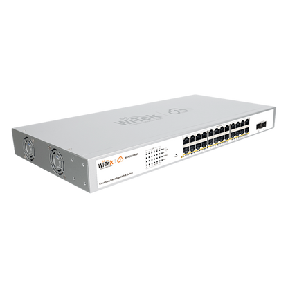 Switch Administrable PoE / 24 puertos PoE af/at Gigabit / 2 x SFP Gigabit / Administración Cloud Gratuita / Presupuesto 370 W