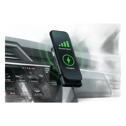 Kit Amplificador de Señal Celular para Vehículo / Prioridad para un Dispositivo / Con cargador Inalámbrico Magnético Qi2 / Antena Magnética Exterior