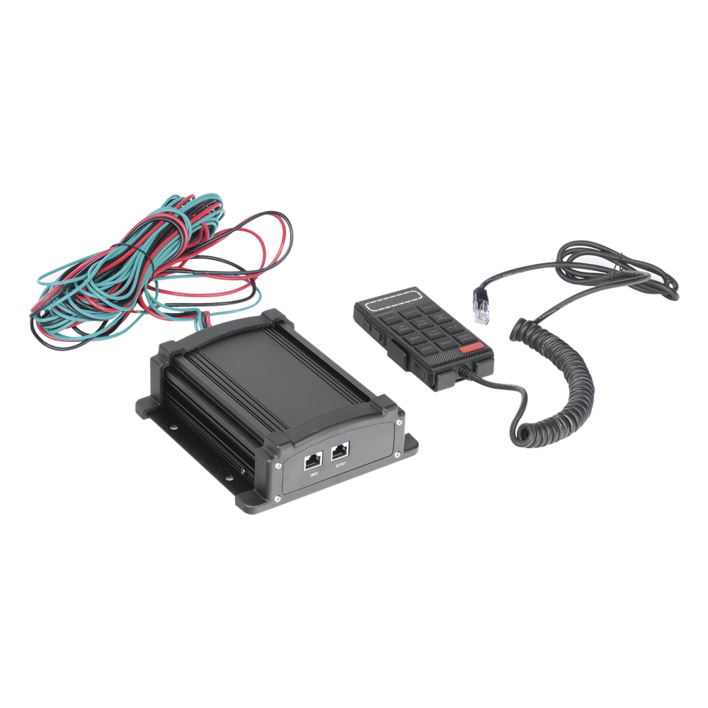 Sirena Vehicular de 100W de Potencia Con Controlador Unimando, Micrófono, Control de Tonos y Patrones de destello de Barras de Luces Serie X67 / X75