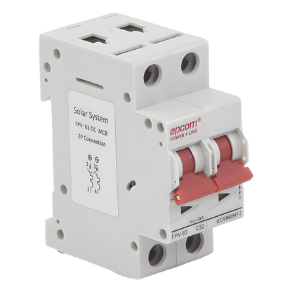 Protección Térmica/ Interruptor 2P, 32A, Corriente Directa 800 Vcc para Aplicación Fotovoltaica Montaje Riel DIN