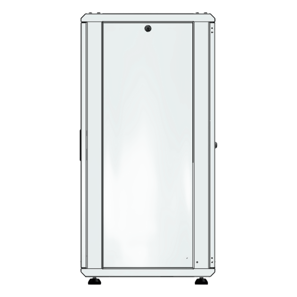 Gabinete Rack 24 Unidades / 19 Pulgadas / Puerta de Cristal / Piso / Acero Calibres 16-18-20 / 750 Kg Carga / 600x605x1190 mm (23.6x23.8x46.9 in)