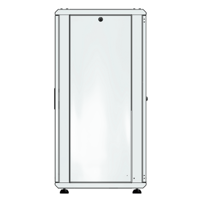Gabinete Rack 24 Unidades / 19 Pulgadas / Puerta de Cristal / Piso / Acero Calibres 16-18-20 / 750 Kg Carga / 600x605x1190 mm (23.6x23.8x46.9 in)