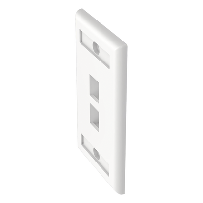 Placa de Pared Vertical, Salida Para 2 Puertos Keystone, Con Espacios Para Etiquetas, Color Blanco